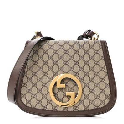 Gucci GG Supreme Monogram Textured Dollar Calfskin Medium Blondie Shoulder Flap Bag Beige Ebony New Acero 1 of 9
