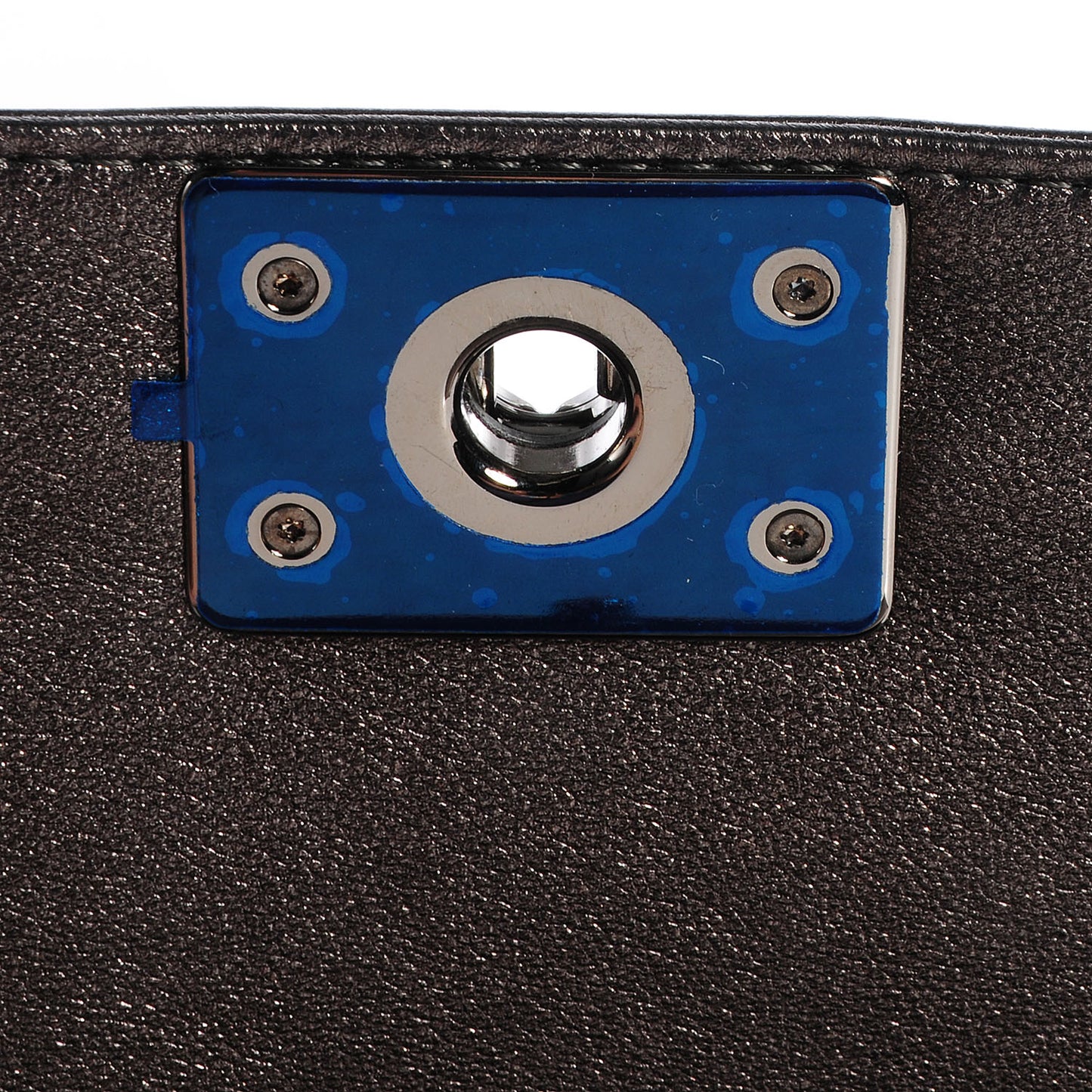 Metallic Lambskin Perforated Medium Boy Flap Dark Silver
