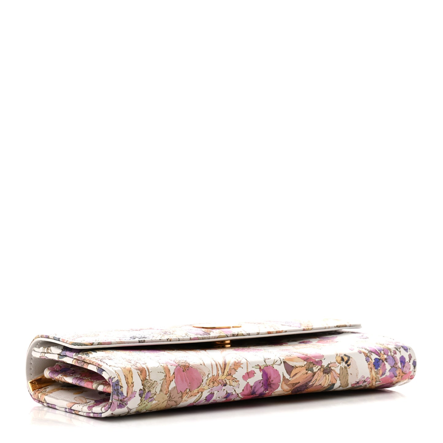 Calfskin Caro Freesia Long Wallet White Multicolor