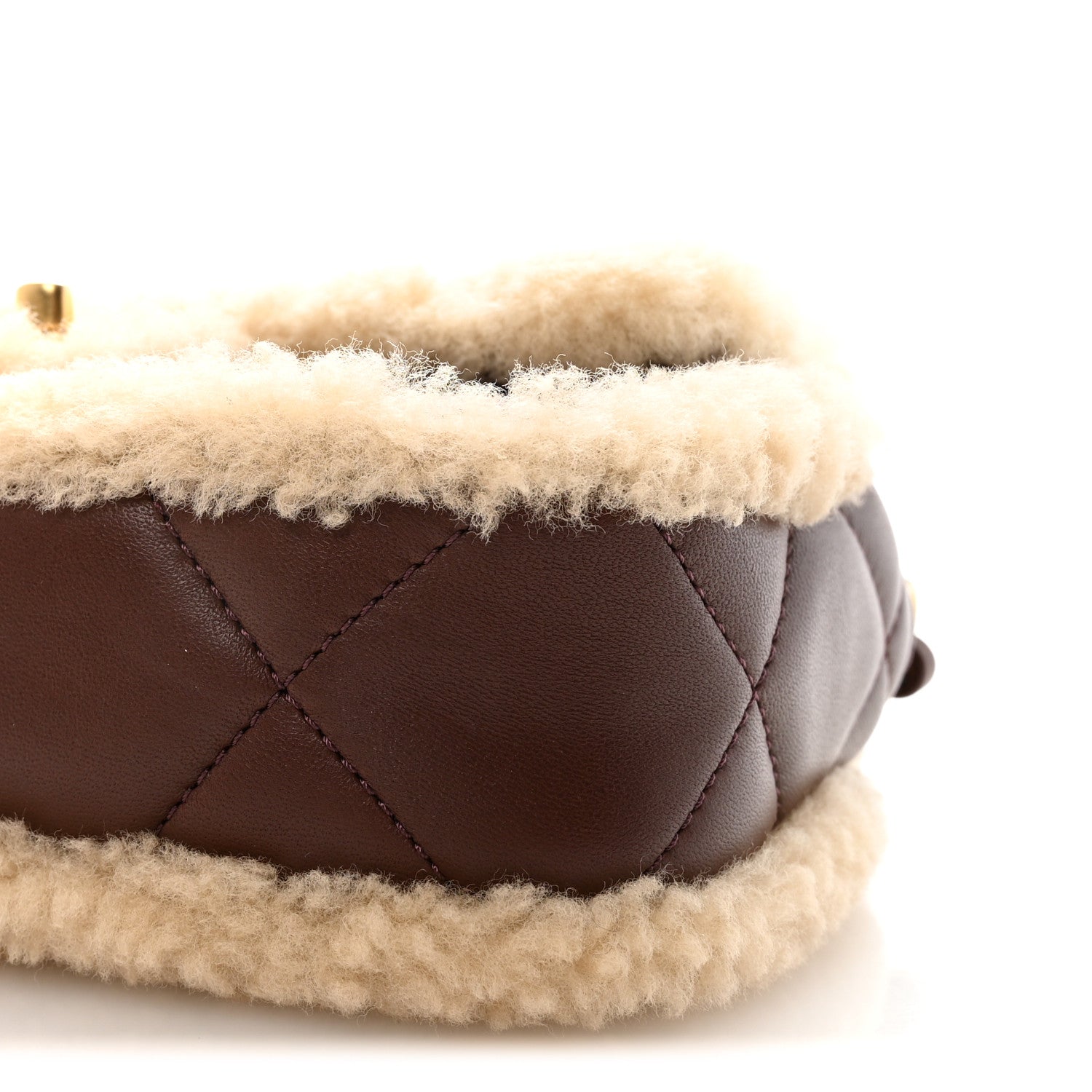 Chanel Shearling Lambskin Quilted Mini Furry Coco Flap Beige Dark Brown 10 of 11