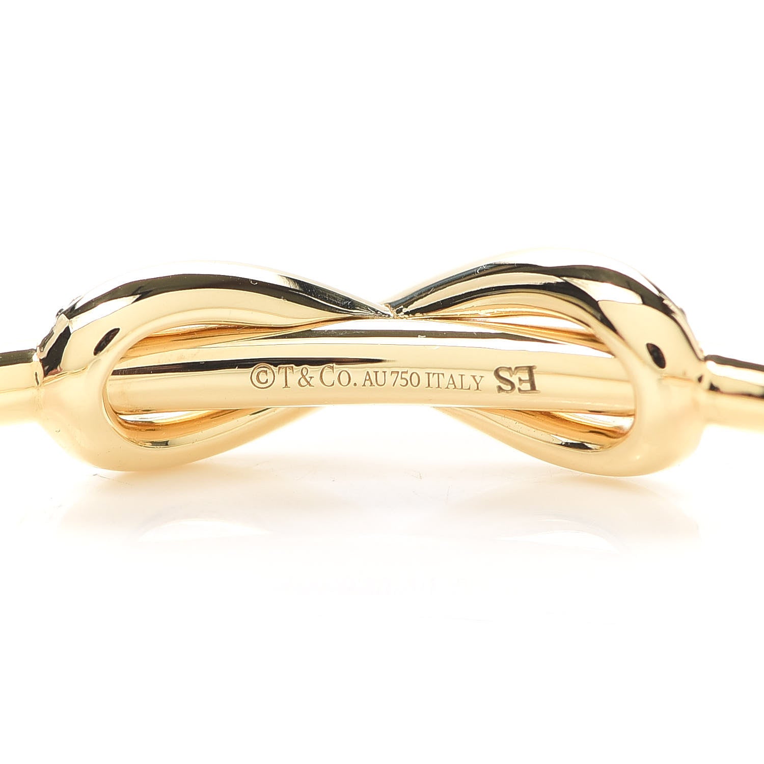 Tiffany 18K Yellow Gold Diamond Infinity Cuff Bracelet 4 of 5