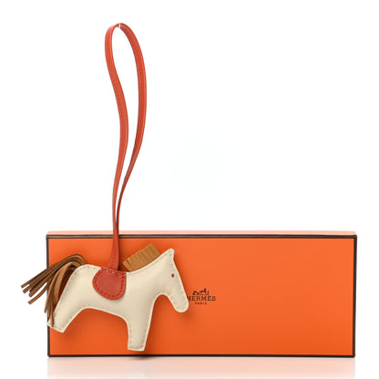 Hermes Milo Lambskin Grigri Rodeo Horse Bag Charm PM Craie Sesame Cornaline 5 of 5