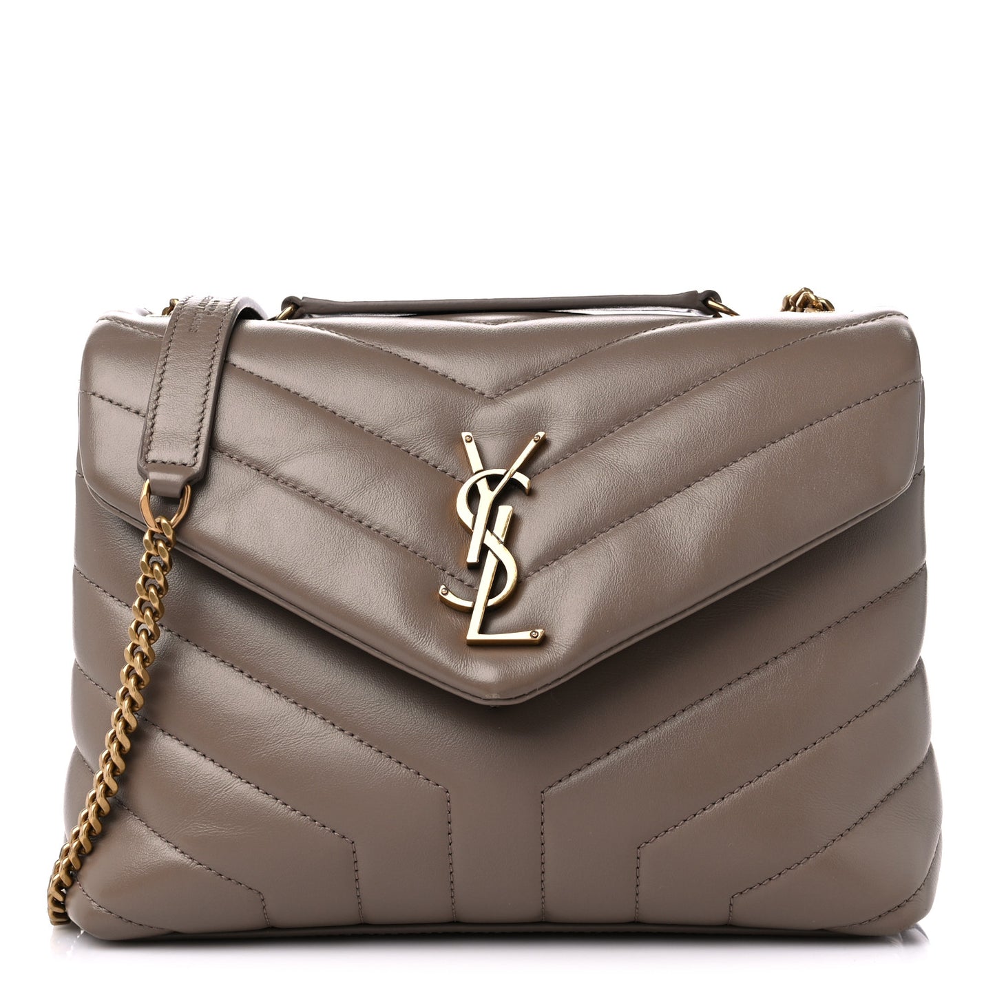 Calfskin Y Quilted Monogram Small Loulou Chain Satchel Taupe