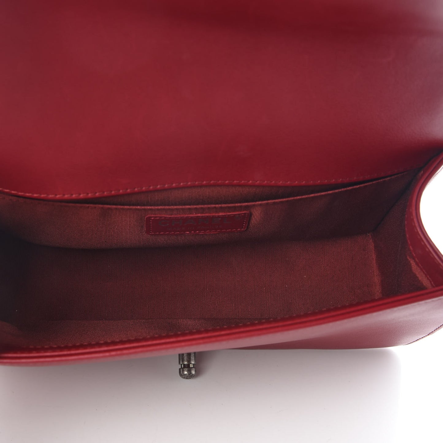 Calfskin Chevron Quilted Medium Boy Flap Dark Red