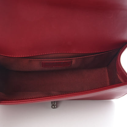 Chanel Calfskin Chevron Quilted Medium Boy Flap Dark Red 4 of 9