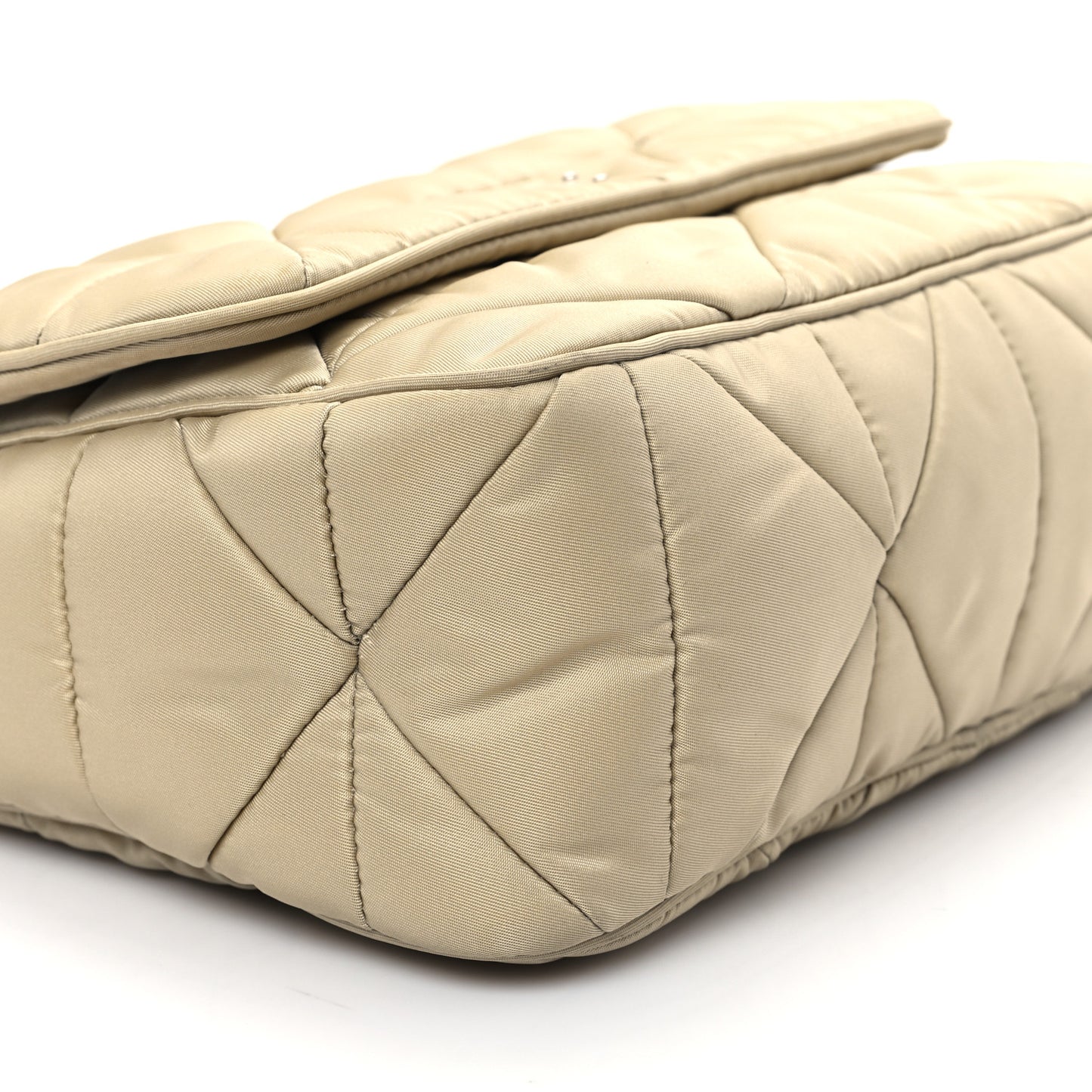 Re-Nylon Quilted Padded Flap Shoulder Bag Deserto