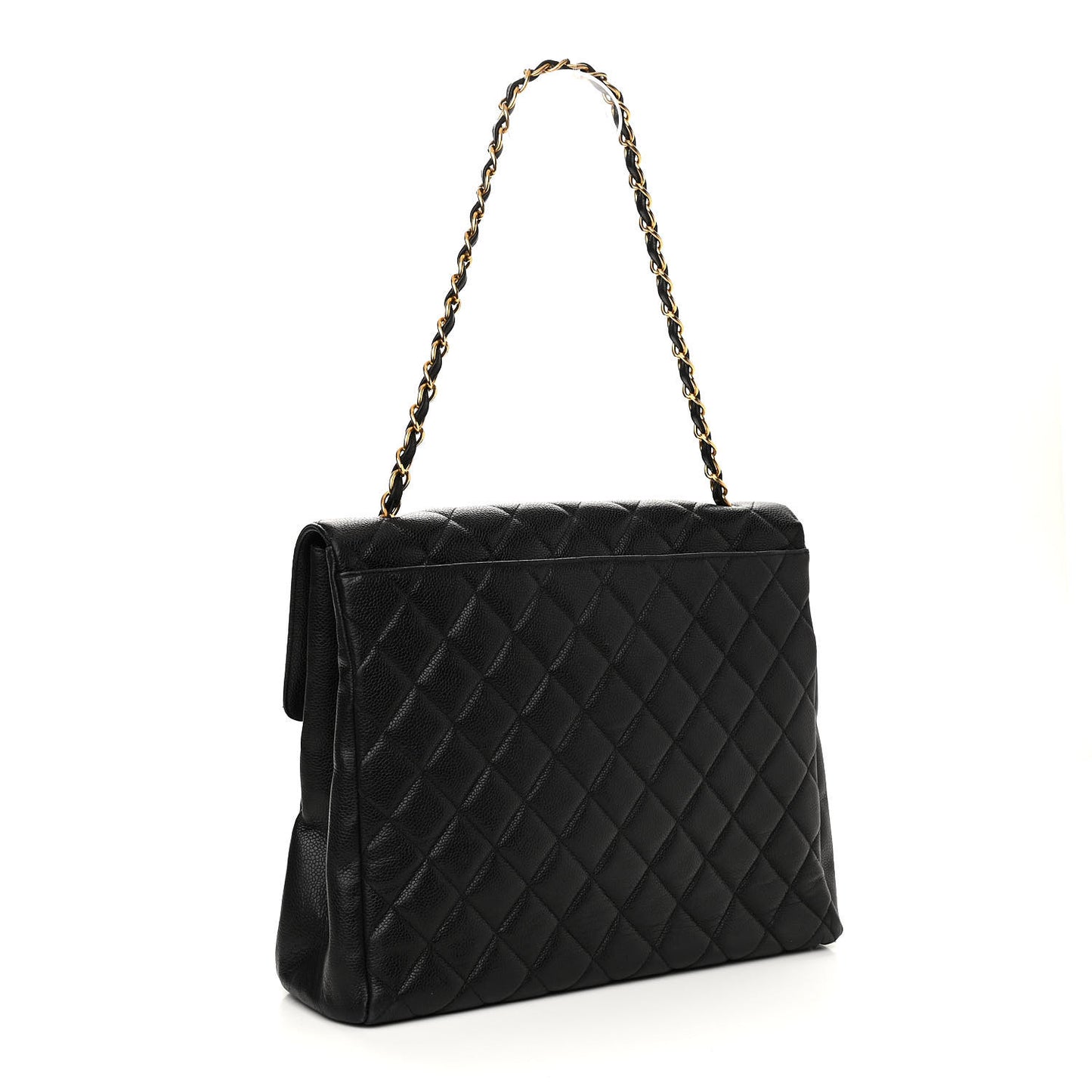 Caviar Quilted Flap Shoulder Bag Black