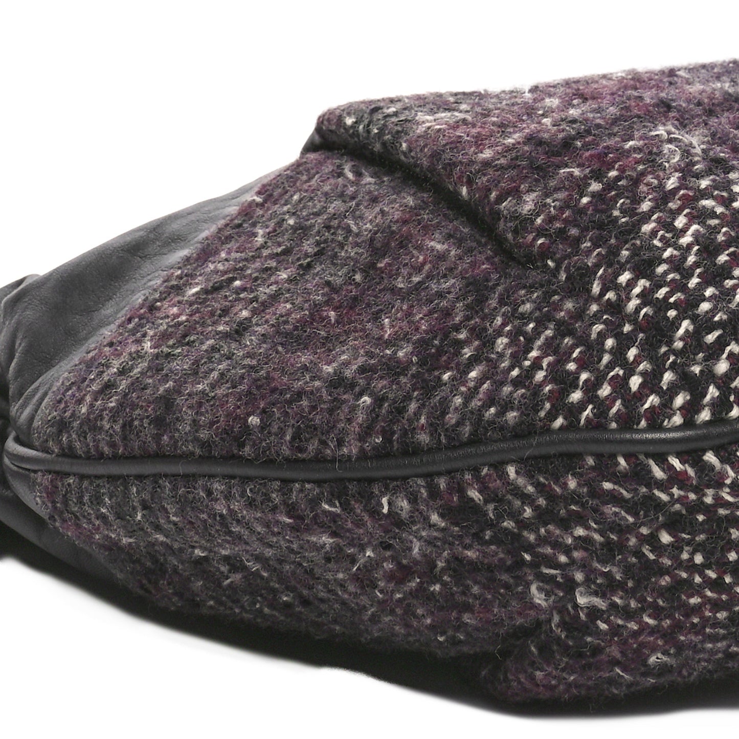 Calfskin Tweed Coco Pleats Hobo Black Burgundy
