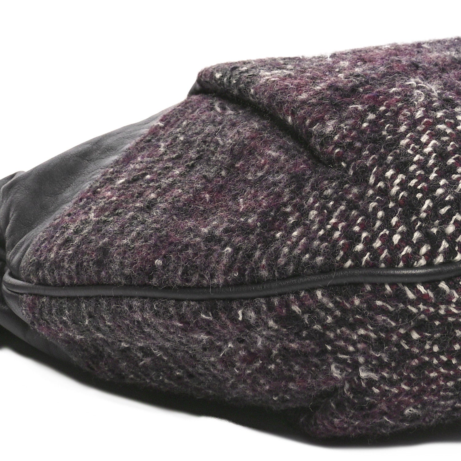 Chanel Calfskin Tweed Coco Pleats Hobo Black Burgundy 9 of 10