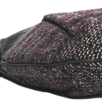 Chanel Calfskin Tweed Coco Pleats Hobo Black Burgundy 9 of 10