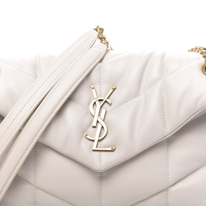 Saint Laurent Lambskin Quilted Small Loulou Puffer Monogram Chain Satchel Blanc Vintage 7 of 9