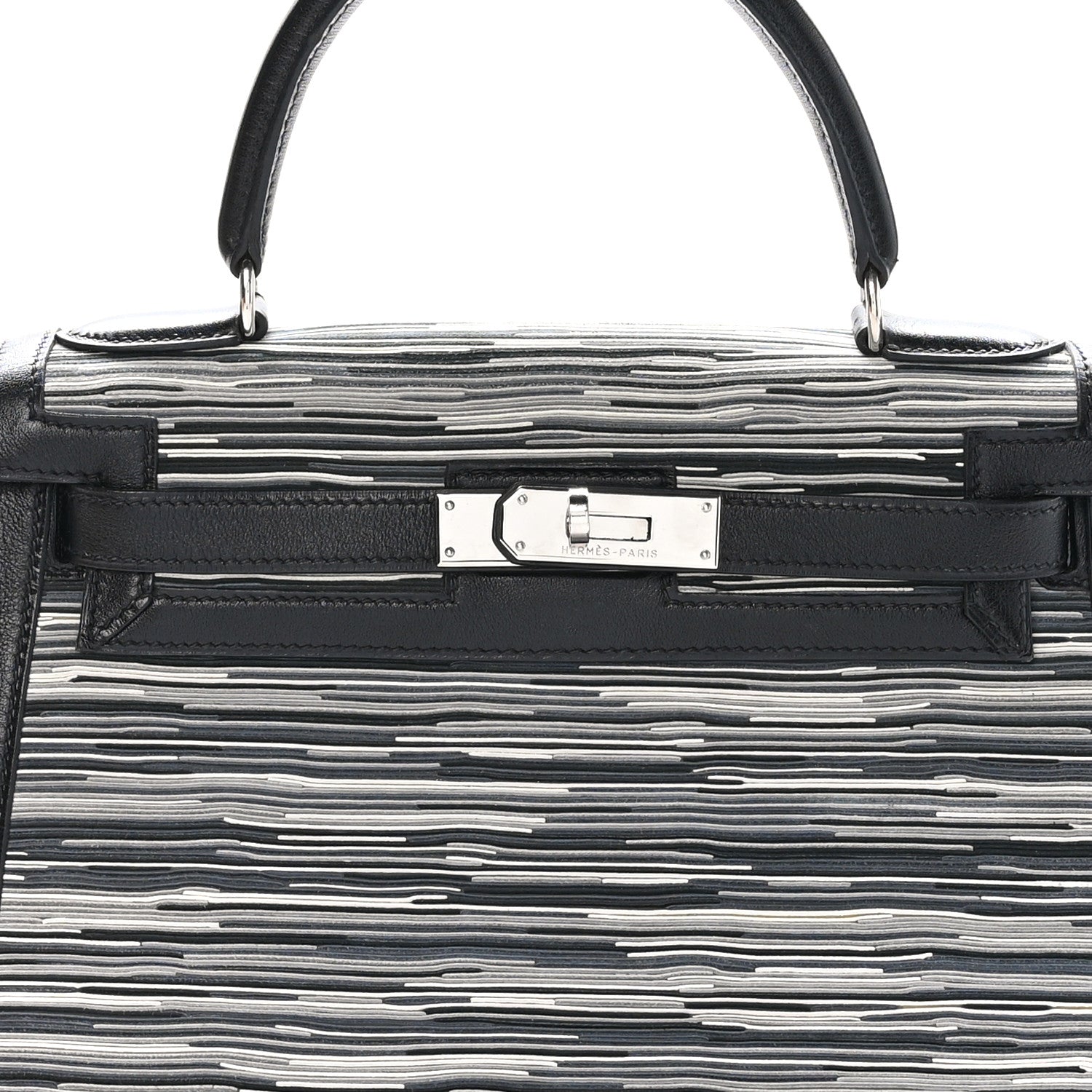 Hermes Box Toile Vibrato Kelly Sellier 28 Black Gris 8 of 10