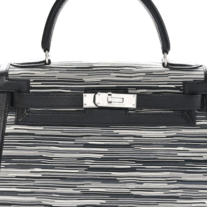 Hermes Box Toile Vibrato Kelly Sellier 28 Black Gris 8 of 10