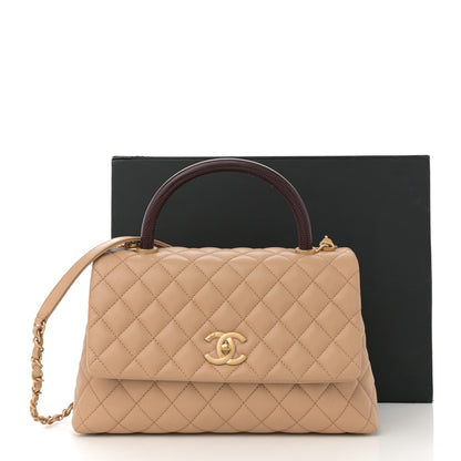 Chanel Caviar Lizard Embossed Quilted Small Coco Handle Flap Beige 13 of 13