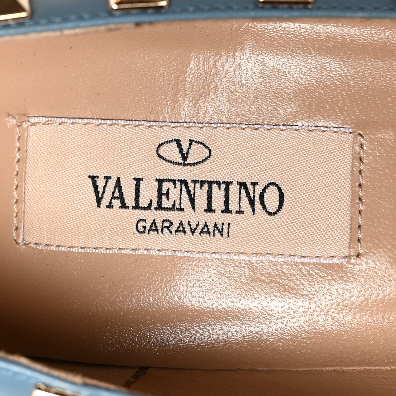 Valentino Garavani Pebbled Calfskin Rockstud 85mm Pumps 37 Light Blue 6 of 8