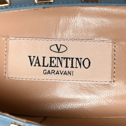 Valentino Garavani Pebbled Calfskin Rockstud 85mm Pumps 37 Light Blue 6 of 8