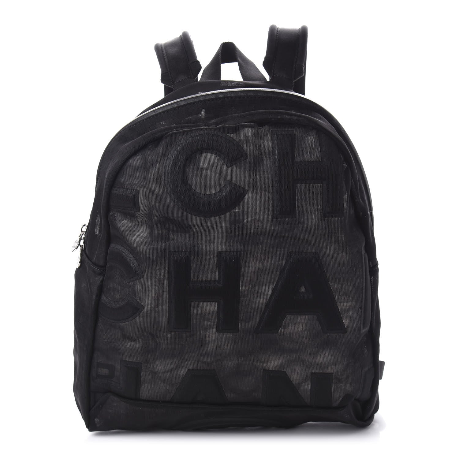 Chanel Mesh Nylon Logo Backpack Black 1 of 9