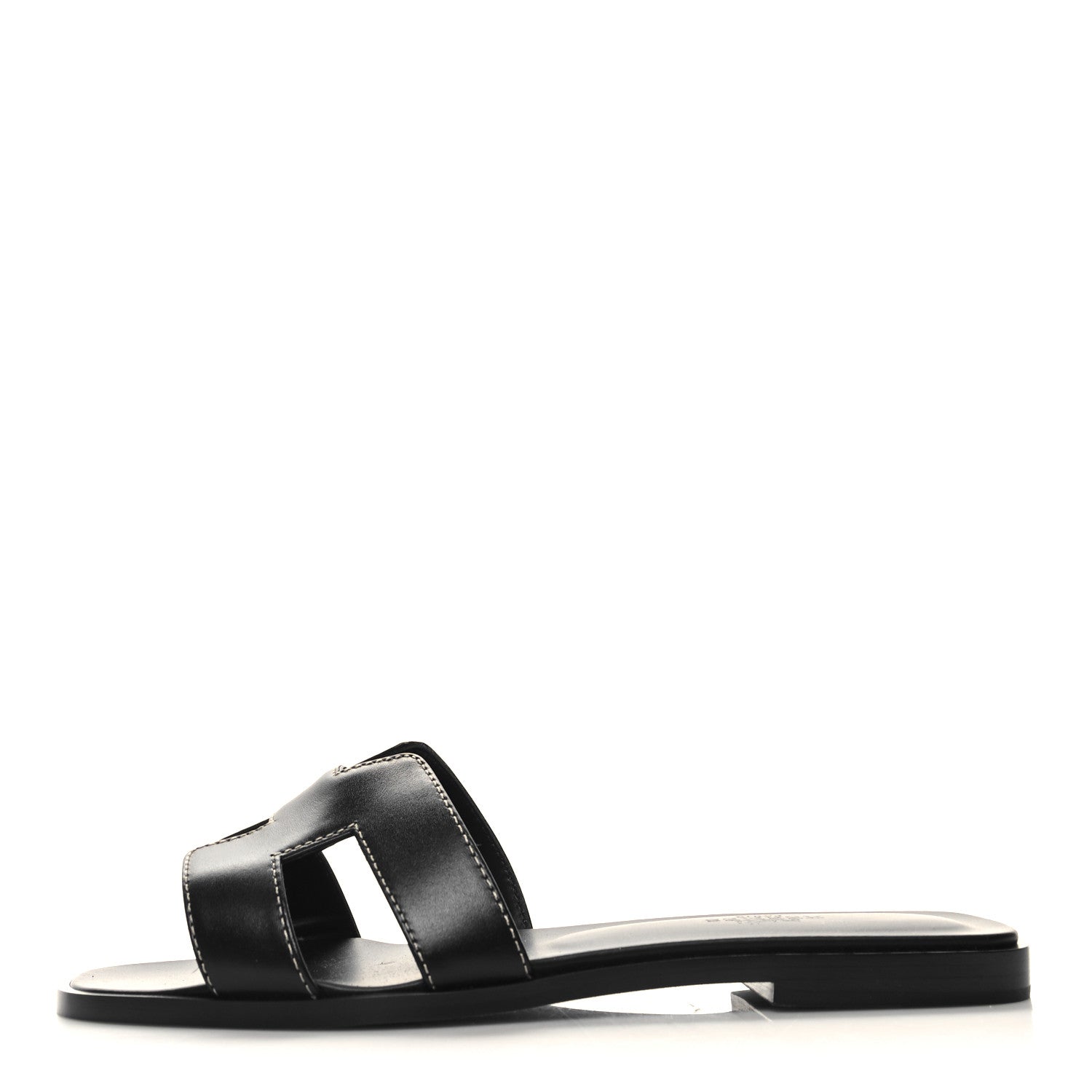 Hermes Box Calfskin Oran Sandals 37 Black 1 of 8