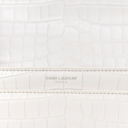 Saint Laurent Calfskin Crocodile Embossed Medium Monogram Sunset Blanc Vintage 9 of 11