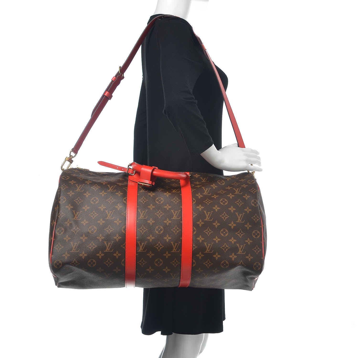 Louis Vuitton Calfskin Monogram Keepall Bandouliere 50 Coquelicot 2 of 10