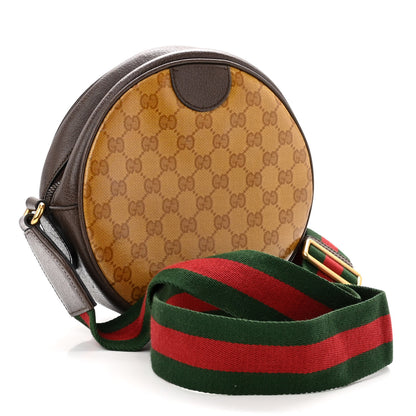 Gucci X ADIDAS Crystal Vintage Monogram Textured Dollar Calfskin Web Trefoil Small Ophidia Round Shoulder Bag Mid Natural Nut Off White New Acero 3 of 10