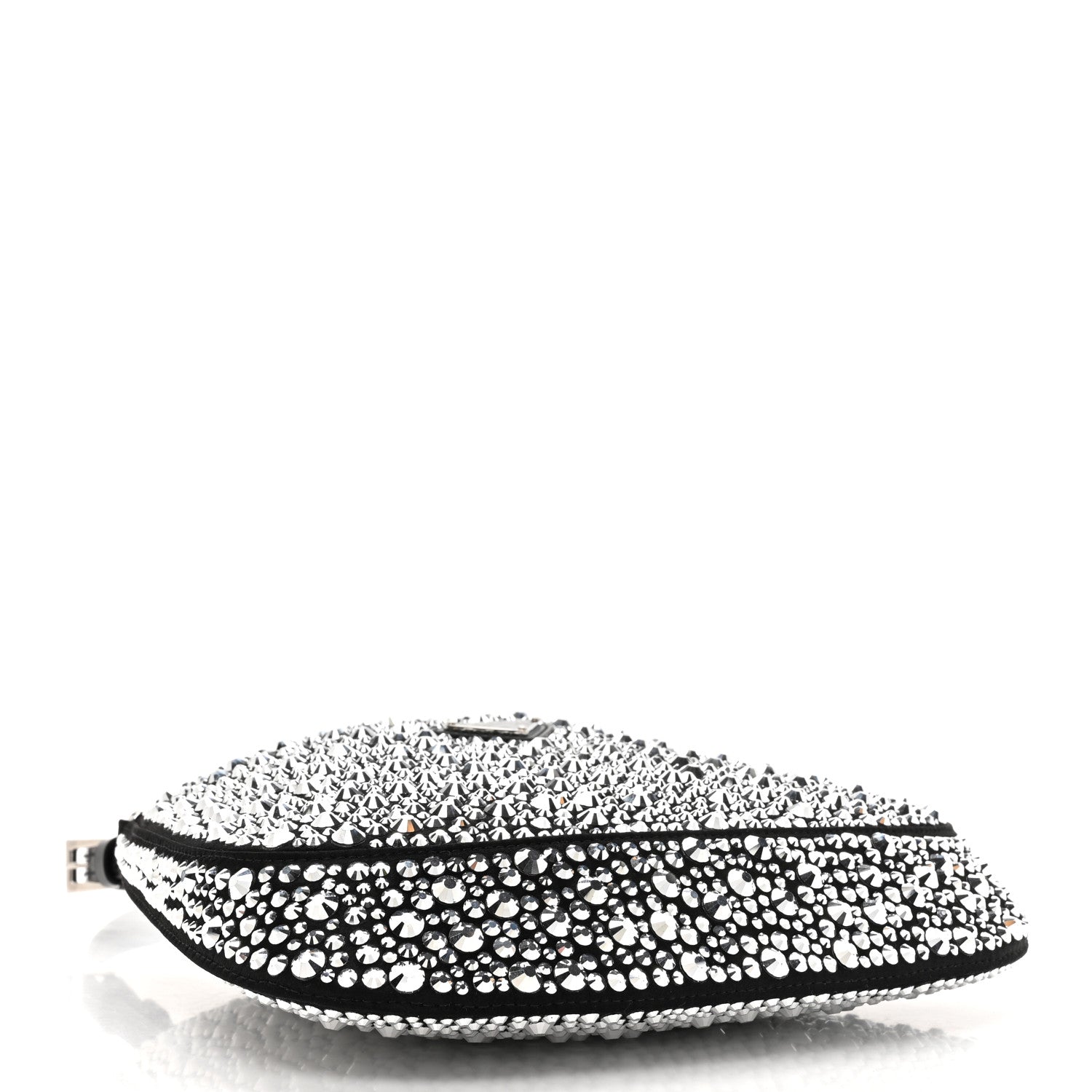 Prada Satin Crystal Cleo Adjustable Strap Shoulder Bag Metal 4 of 9