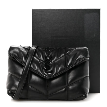 Saint Laurent Lambskin Quilted Toy Loulou Puffer Monogram Monochrome Chain Satchel Black 12 of 12