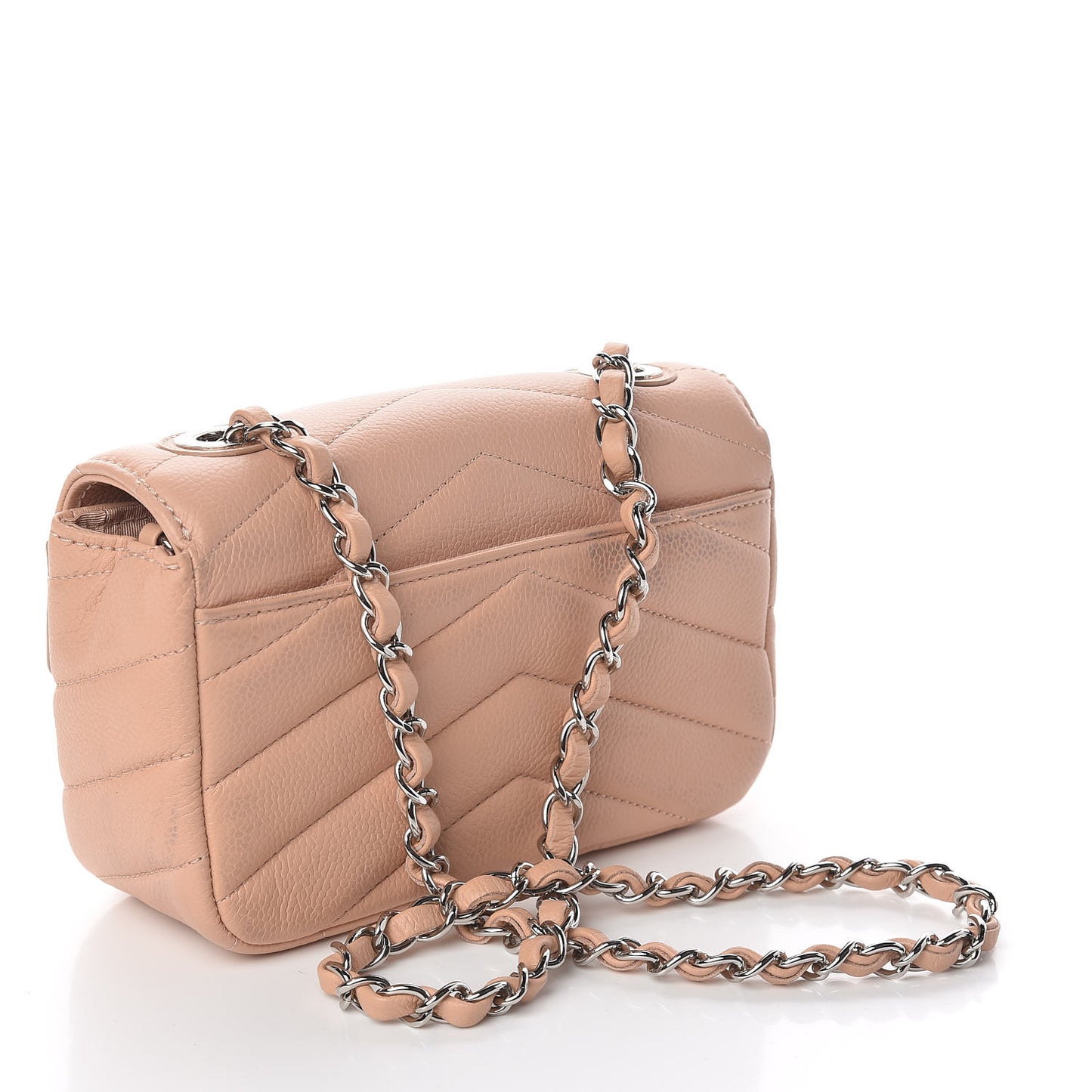 Caviar Chevron Quilted Small Single Flap Light Pink