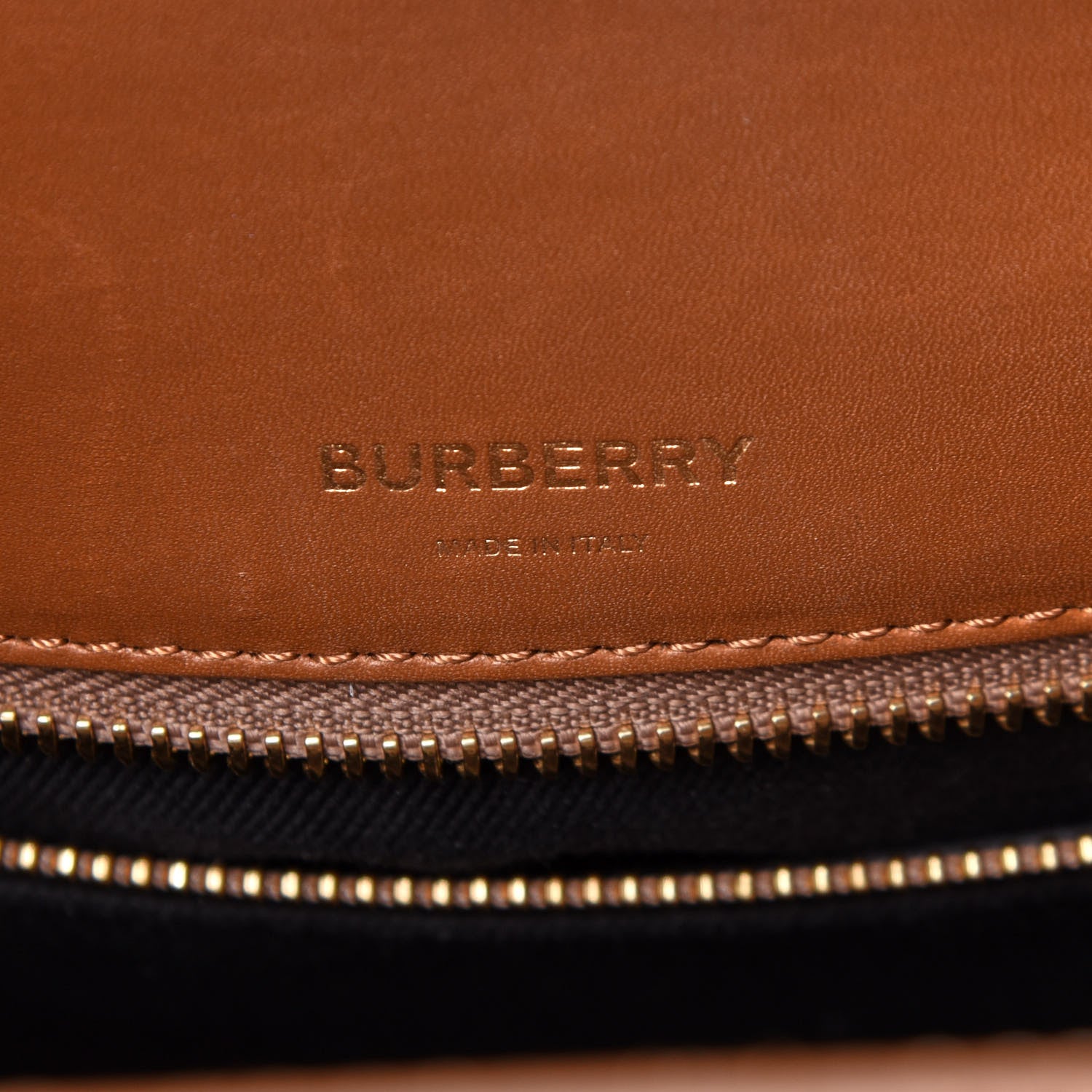 Burberry Patent Smooth Calfskin Paneled Medium Two Handle Title Bag Tan 5 of 10