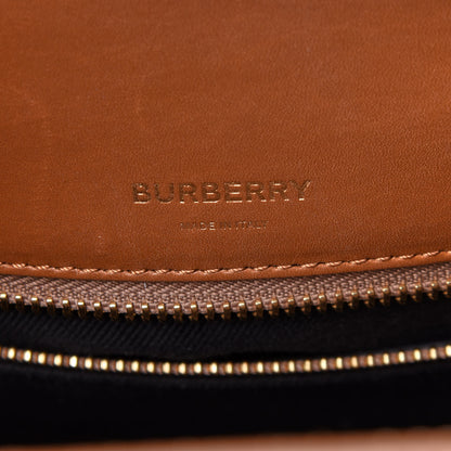 Burberry Patent Smooth Calfskin Paneled Medium Two Handle Title Bag Tan 5 of 10