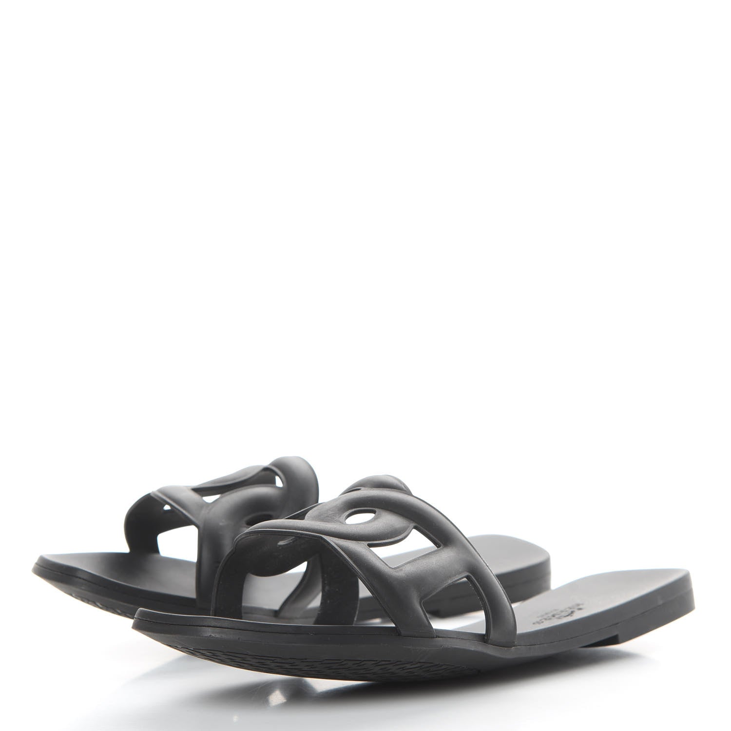 Hermes Rubber Aloha Sandals 39 Black 3 of 8
