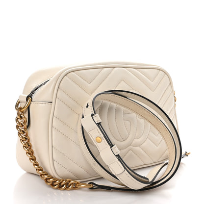 Gucci Calfskin Matelasse Small GG Marmont Chain Shoulder Bag White 3 of 9
