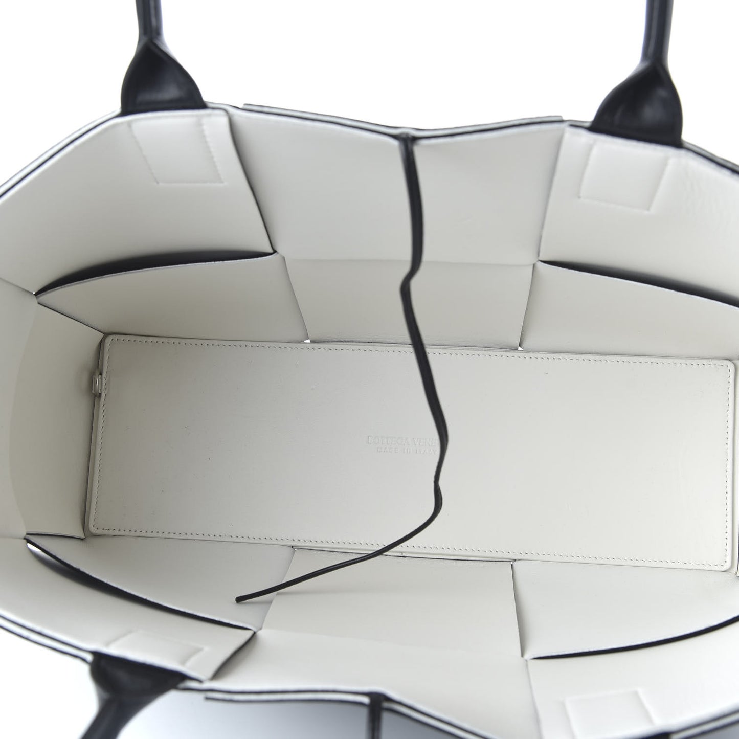 Nappa Maxi Intrecciato Arco Tote Black White