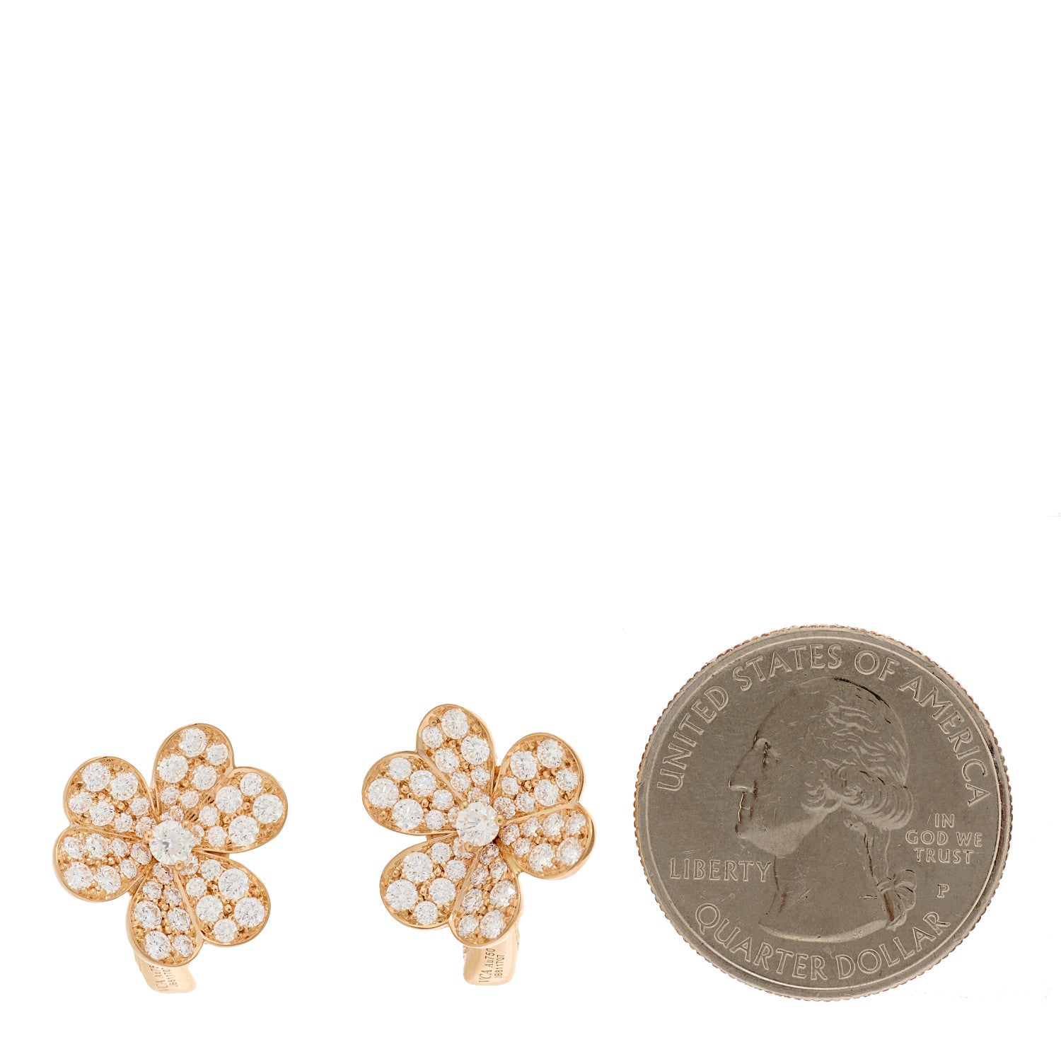 Van Cleef & Arpels 18K Rose Gold Diamond Small Frivole Pave Earrings 2 of 4