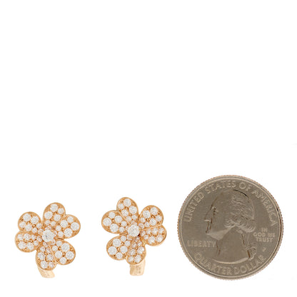 Van Cleef & Arpels 18K Rose Gold Diamond Small Frivole Pave Earrings 2 of 4