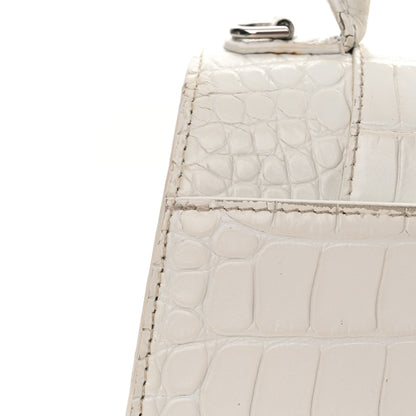 Balenciaga Calfskin Crocodile Embossed Small Hourglass Top Handle Bag White 27 of 28