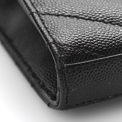 Saint Laurent Grain De Poudre Matelasse Chevron Monogram Chain Wallet Black 7 of 8