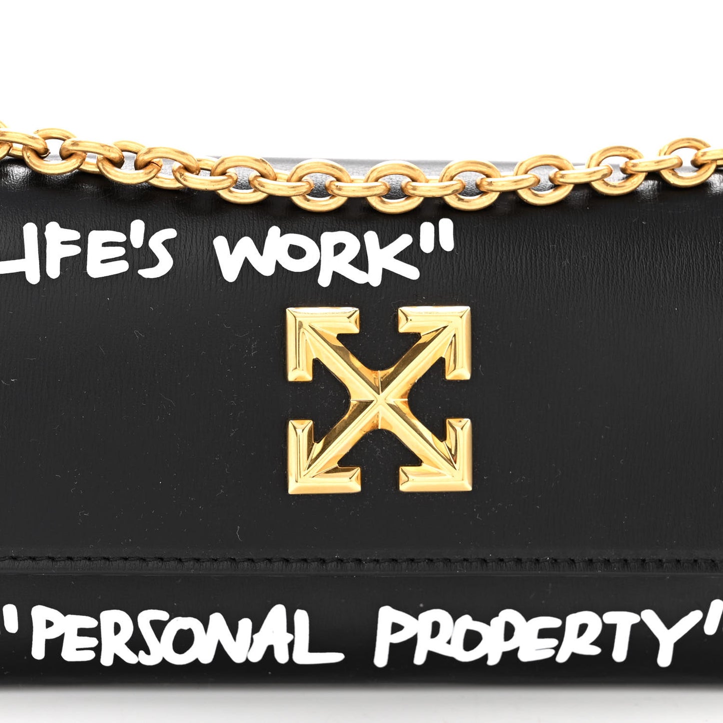 Calfskin Jitney Logo Flap Wallet On Chain Black