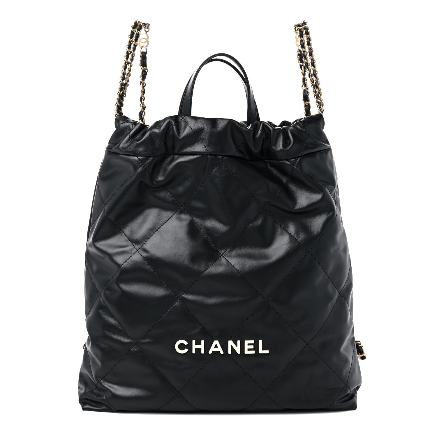 Chanel Shiny Calfskin Quilted Chanel 22 Backpack Black 1 of 9