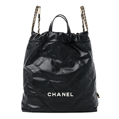 Chanel Shiny Calfskin Quilted Chanel 22 Backpack Black 1 of 9