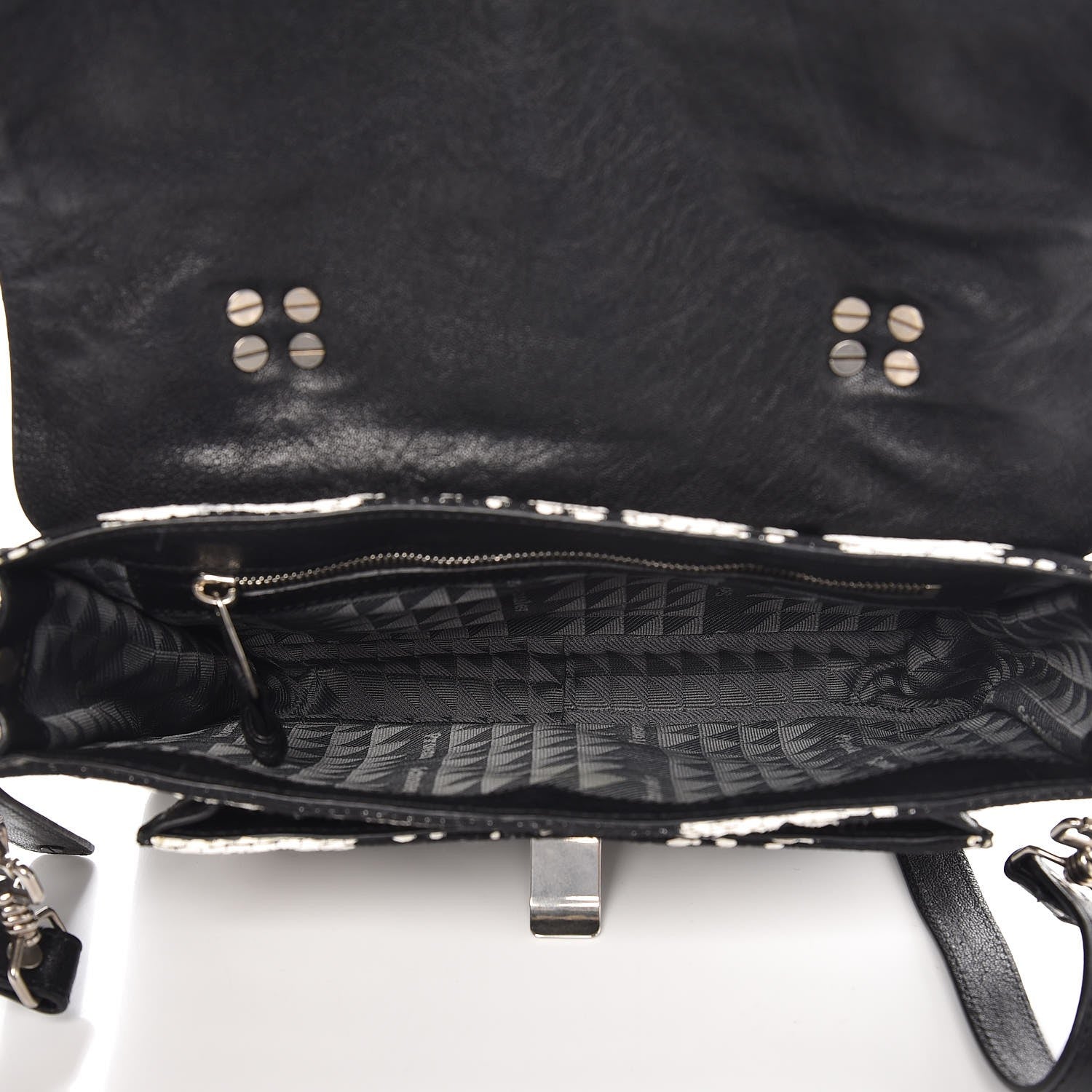 Proenza Schouler Jacquard Woodblock Tiny PS1 Satchel Black White 5 of 7