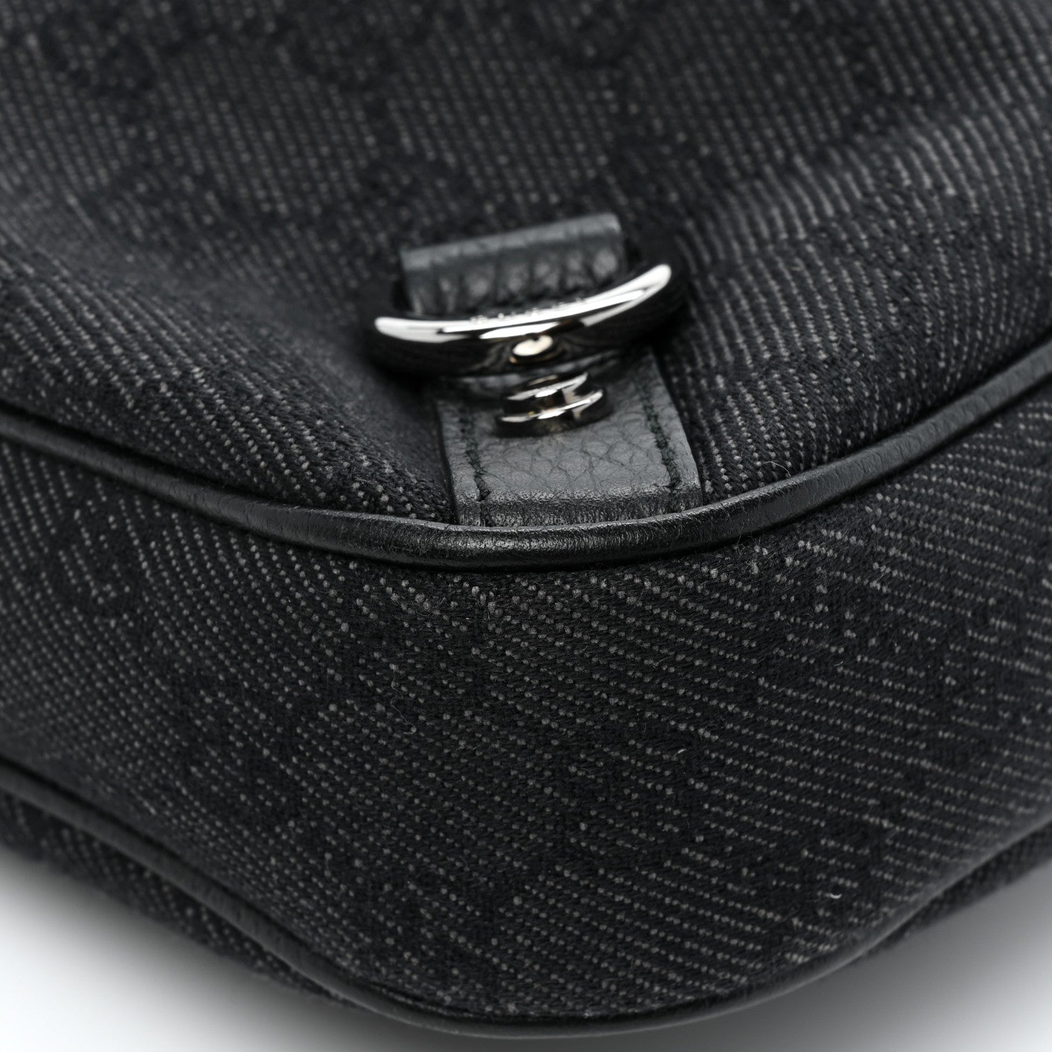 Gucci Denim Monogram Abbey D Ring Hobo Black 12 of 13