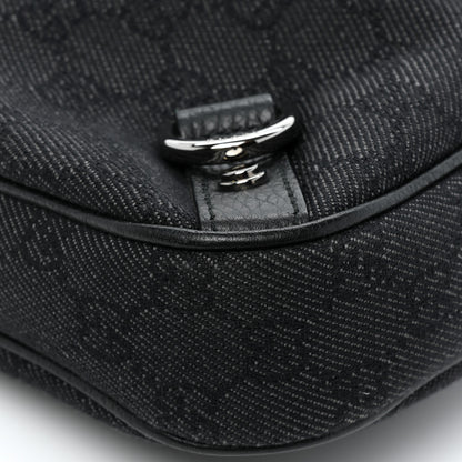 Gucci Denim Monogram Abbey D Ring Hobo Black 12 of 13
