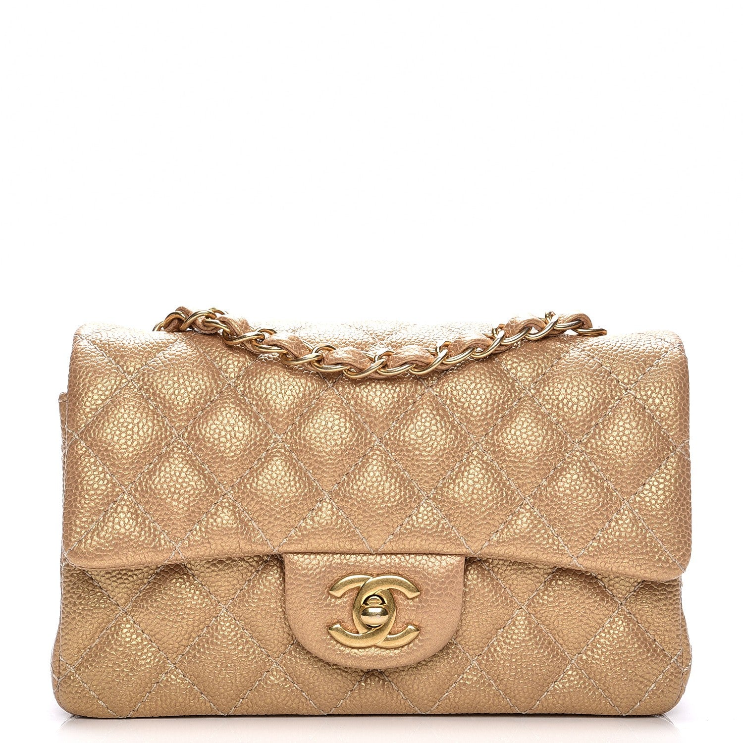Chanel Pearly Caviar Quilted Mini Rectangular Flap Gold 1 of 8