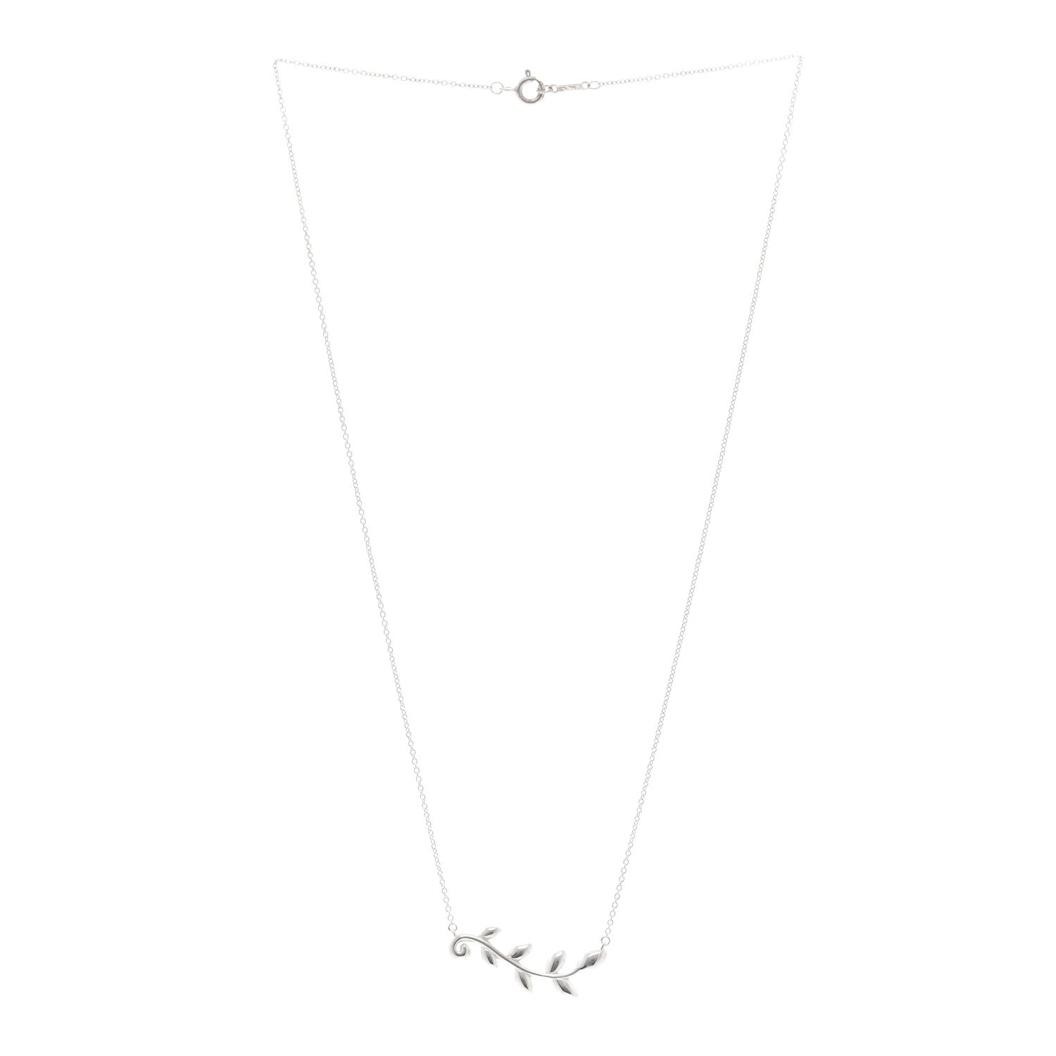 Tiffany Sterling Silver Paloma Picasso Olive Leaf Vine Pendant Necklace 3 of 4