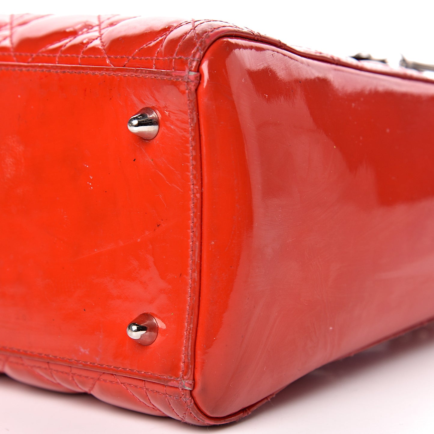 Patent Cannage Whipstitch Medium Lady Dior Red
