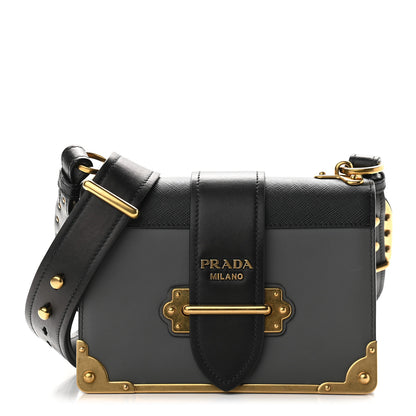 Prada City Calfskin Saffiano Cahier Bag Mercurio Black 1 of 8