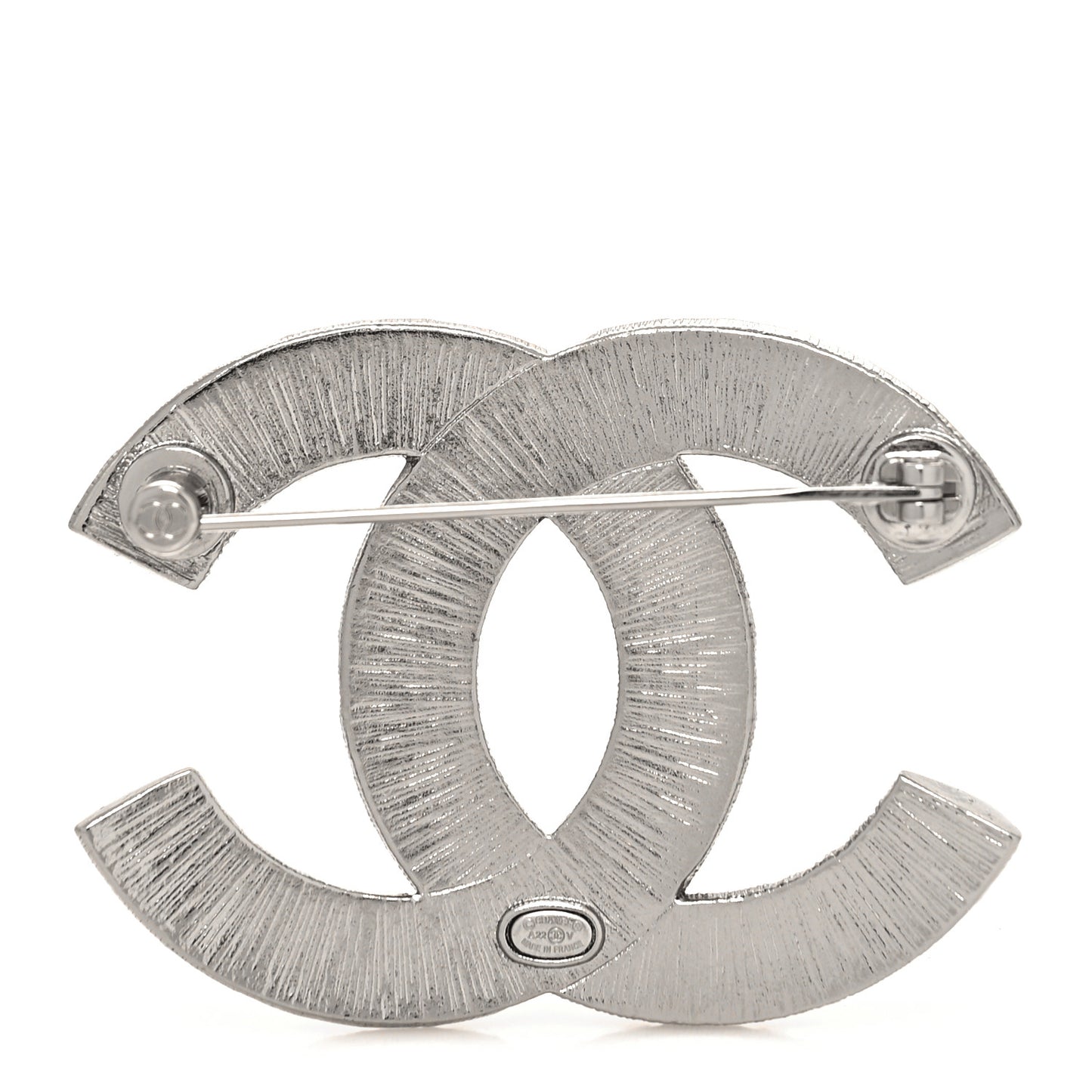 Baguette Crystal CC Brooch Silver