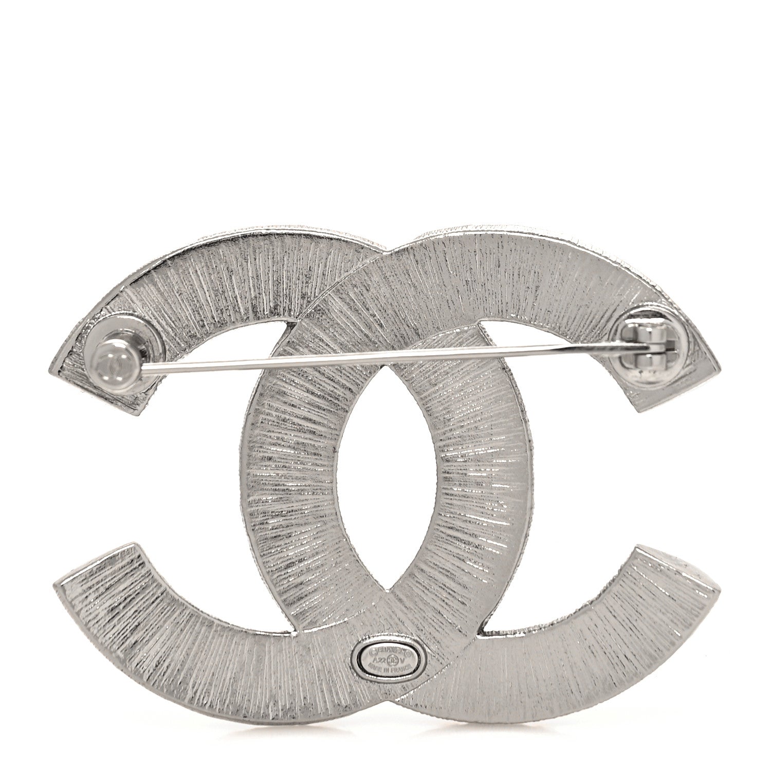 Chanel Baguette Crystal CC Brooch Silver 3 of 4