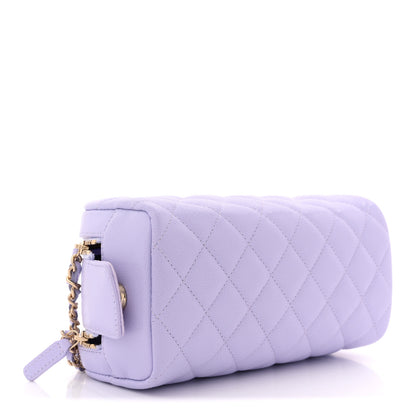 Chanel Caviar Quilted Toiletry Case With Chain Light Purple 4 of 8